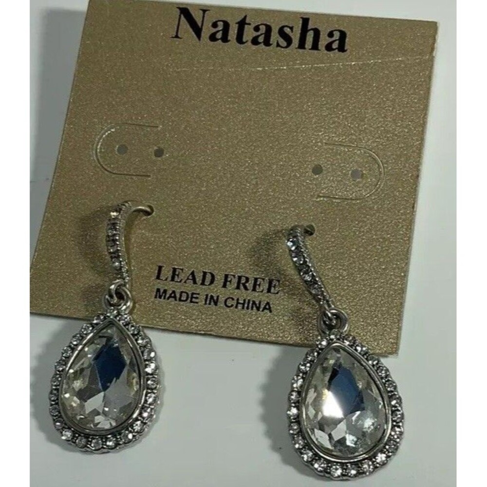 New NATASHA Iridescent Crystal Long Drop Dangle Chandelier Earrings 1.5" No Lead